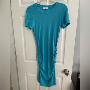 Aqua Ruched Midi Dress